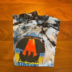 Circles Around the Sun Screen Printed Tie-Dye T-Shirt/Size Large/Natural Indigo